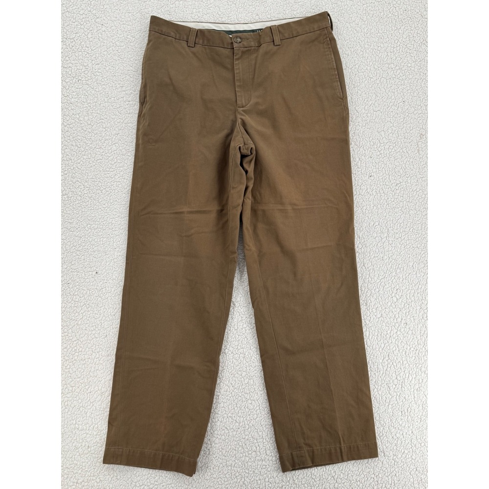 LL Bean Pants Men Size  36x34 Cotton Cashmere Chino Brown Straight Leg